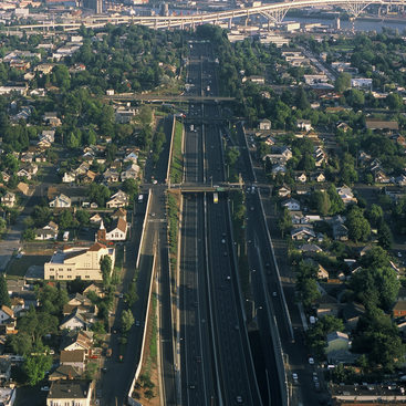 photo of the Interstate 5 corridor looking south to Portland