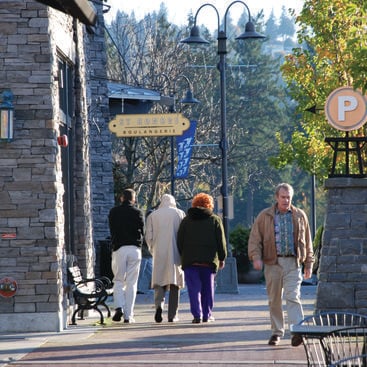 photo of pedestrians in downtown Lake Oswego