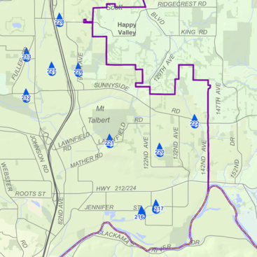 partial view of the Connect the Drops map for Clackamas County
