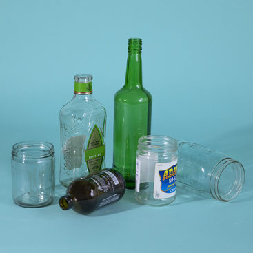 several examples of glass containers that can be recycled at home