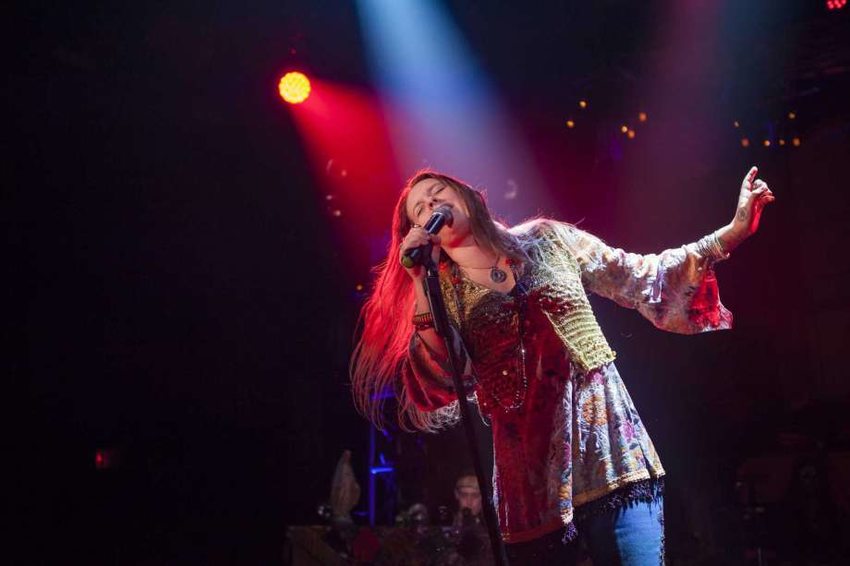 Kelly McIntyre performing as Janis Joplin in the Broadway musical "A Night with Janis Joplin"
