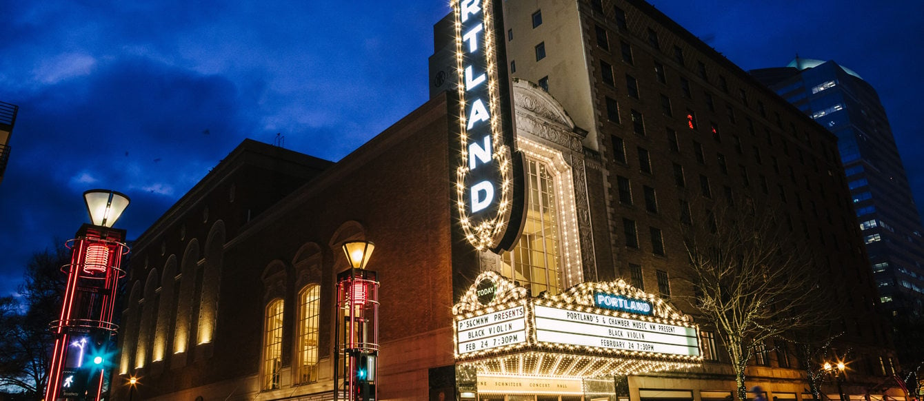 The “Portland” sign at the Arlene Schnitzer Concert Hall