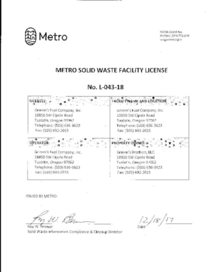 Grimm's Solid Waste Facility License L-043-18
