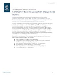 2023 RTP community based organizations engagement summaries 