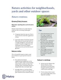 Nature activities for neighborhoods - shelter