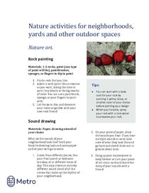 Nature activities for neighborhoods - art
