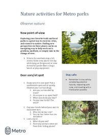 Nature activities for Metro parks - observe