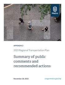 2023 Regional Transportation Plan Appendix Z: Summary of public comments and recommended actions