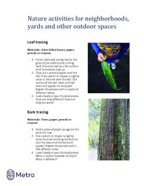 Nature activities for neighborhoods - tracing