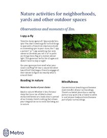 Nature activities for neighborhoods - zen