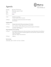 Meeting agenda - April 13, 2022