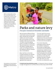 Parks and natural areas levy renewal fact sheet