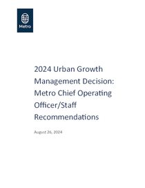  2024 UGM Decision: Metro COO/staff recommendations