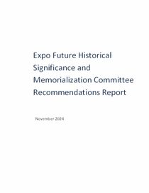 Historical Significance Memorialization Committee recommendations report