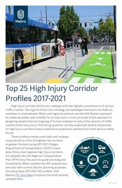 Top 25 High Injury Corridor profiles (2017 to 2021)