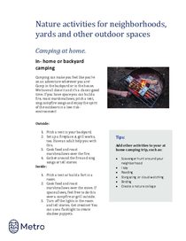 Nature activities for neighborhoods - camping
