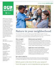 Nature in Neighborhoods Grants Factsheet