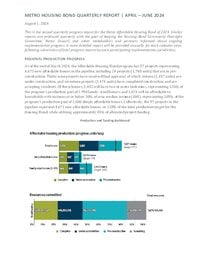 Housing bond quarterly progress report: April - June 2024