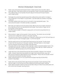 Recycle or Not worksheet answers