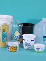 several examples of plastic bottles and containers that can be recycled at home