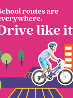Safety campaign poster with text saying 