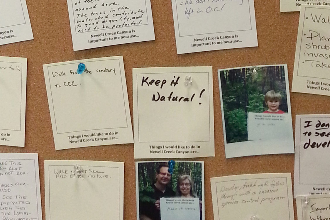 photo of comments at a Newell Creek open house