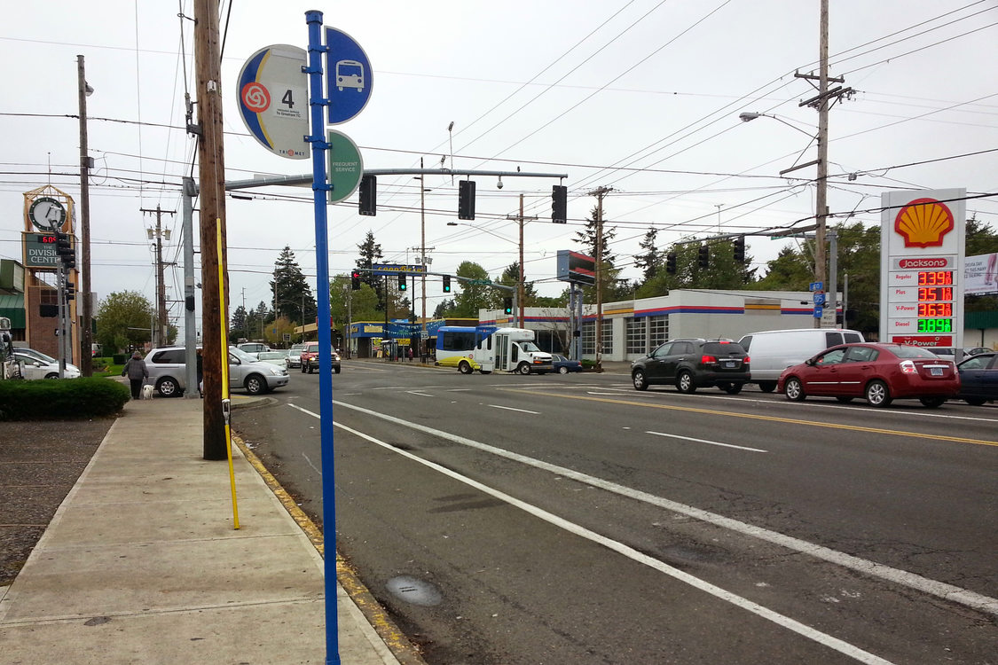bus stop at 122nd and Division