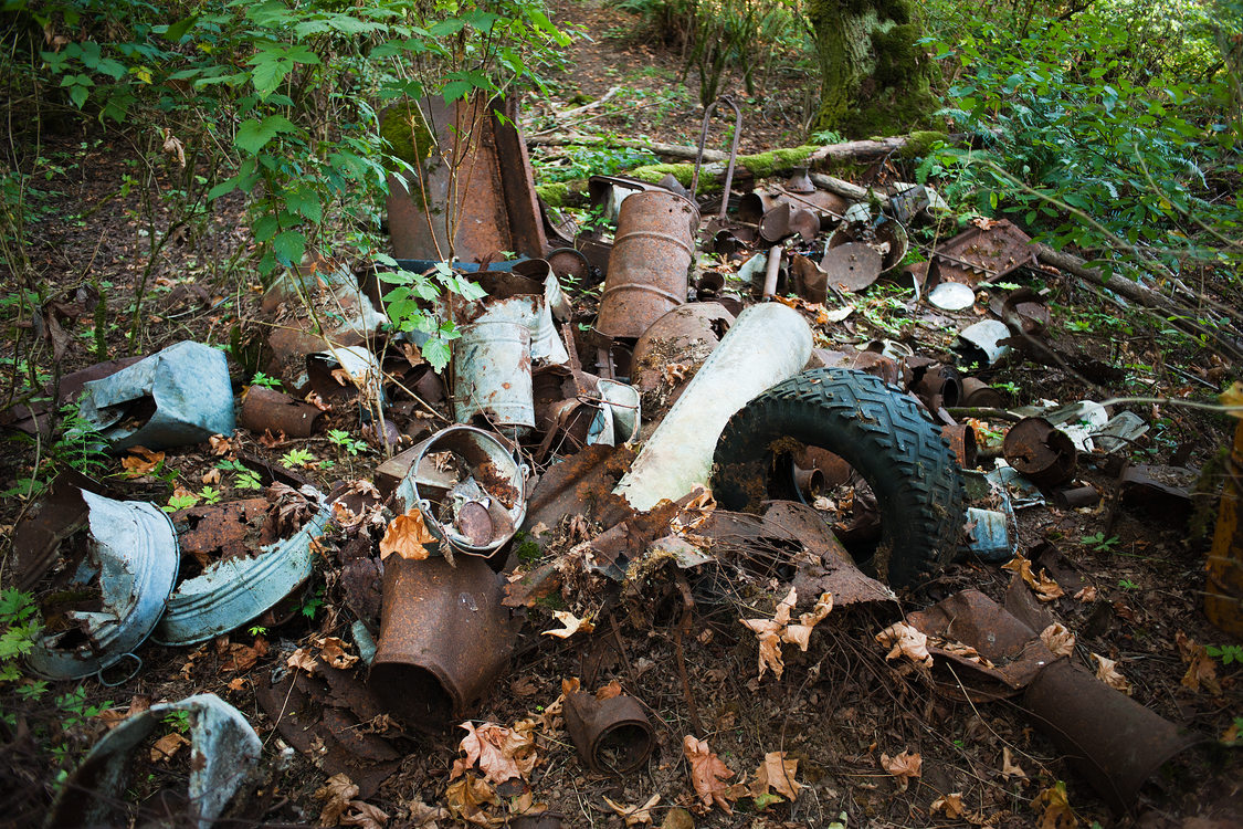 garbage and debris in Newell Creek Canyon