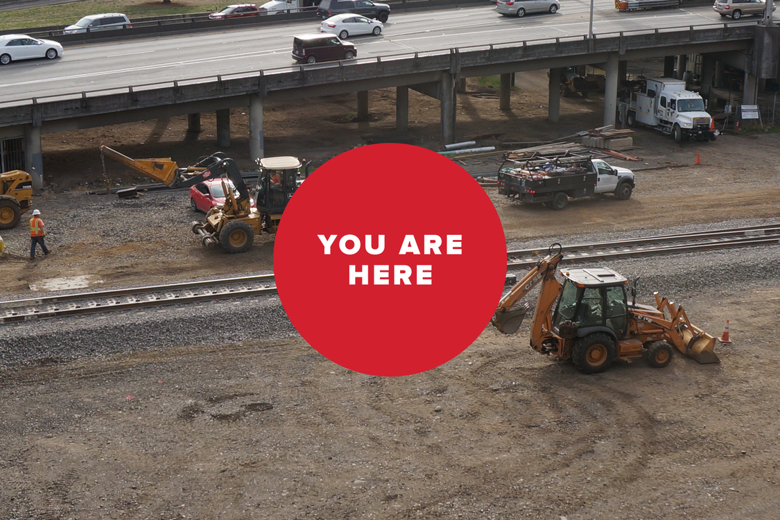 You are here -- railroad construction