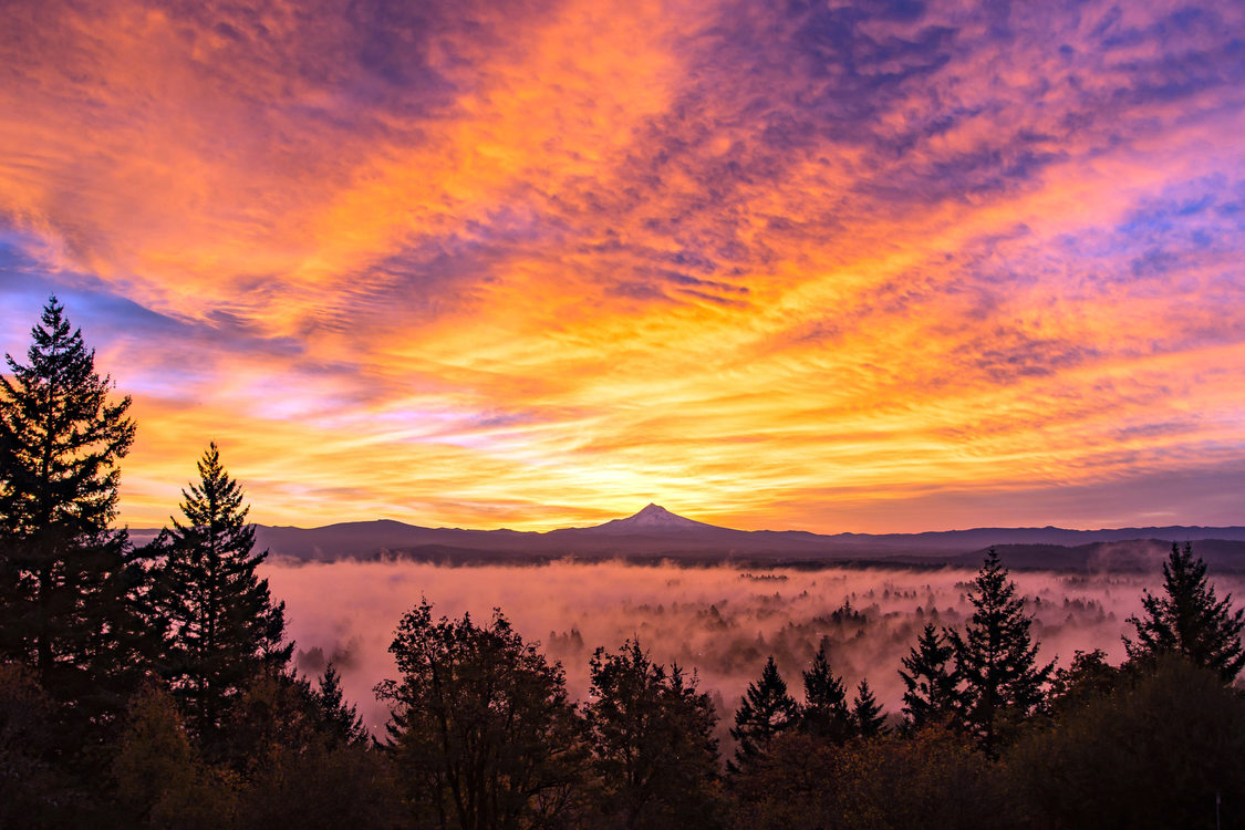 photo of Mount Hood sunrise from Rocky Butte by Darrell Wyatt