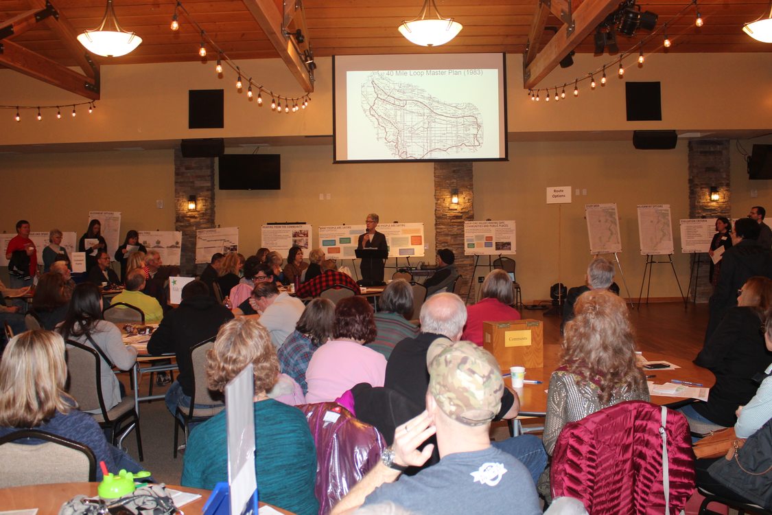 photo of open house about Troutdale trail