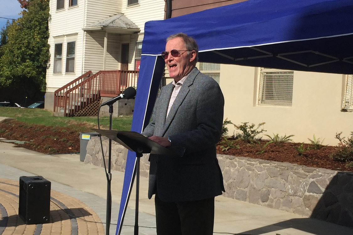 photo of Bob Stacey at grand opening of Francis and Clare Commons