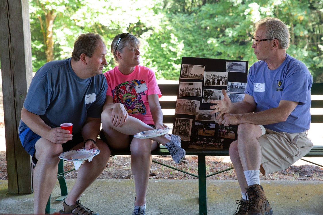 Neighbors catching up at the 65th annual Mason Hill Community Picnic
