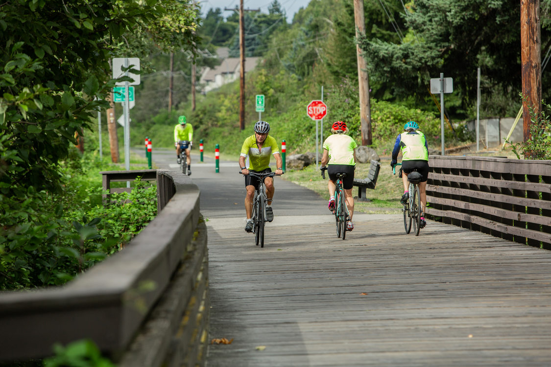bicyclists on a trail in Gresham's Main City Park