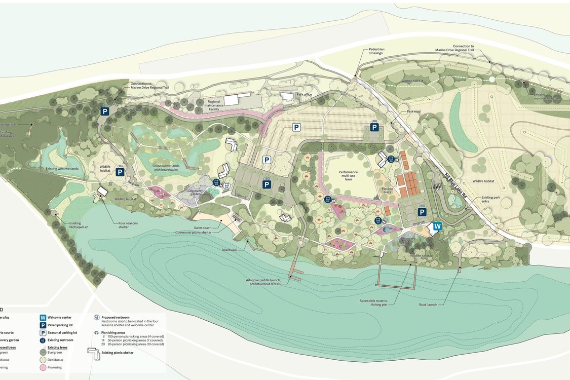 map of the "Embraced" design option for Blue Lake Regional Park