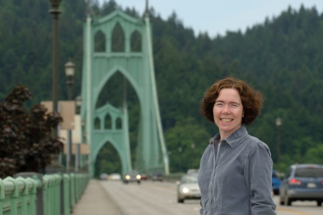 Metro Councilor for District 5, Mary Nolan on the Saint Johns Bridge in North Portland